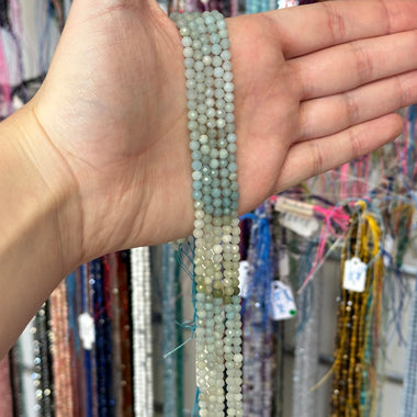 Authentic “AAA” Quality Mix Amazonite Crystal Faceted Beads Round 4mm- 15.5in Strand - Beadsy Beads