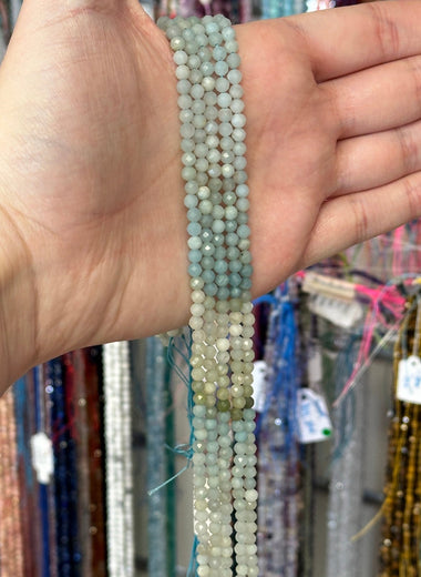Authentic “AAA” Quality Mix Amazonite Crystal Faceted Beads Round 4mm- 15.5in Strand - Beadsy Beads