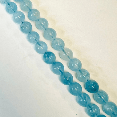 Authentic Aquamarine Crystal Round Gemstone Beads 8mm - 15.5" Strand - Beadsy Beads