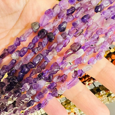Authentic Best Quality Amethyst Potato Gemstone Beads 6 - 8mm - 15.5 Inches - Beadsy Beads