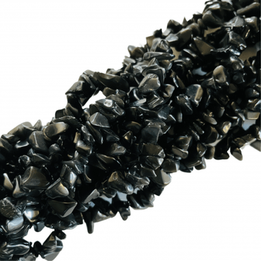 Authentic Black Tourmaline Chips Crystal Gemstone Beads Strand 84cm - Beadsy Beads
