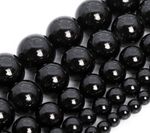 Authentic Black Tourmaline Round Crystal Gemstone Beads - 15.5" Strand - Beadsy Beads