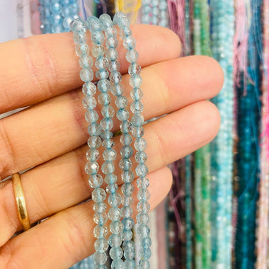 Authentic Blue Topaz Crystal Faceted Round Gemstone Beads 4mm – 15.5″ Strand - Beadsy Beads