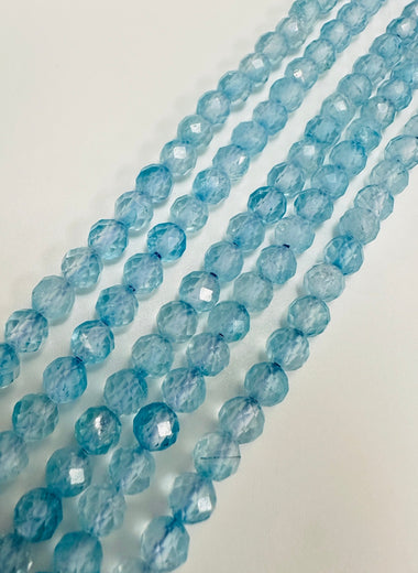 Authentic Blue Topaz Crystal Faceted Round Gemstone Beads 5mm – 15.5″ Strand - Beadsy Beads
