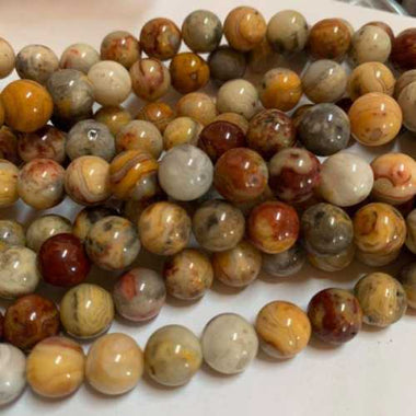 Authentic Crazy Lace Agate Gemstones Beads Round 8mm - 15.5in Strand - Beadsy Beads
