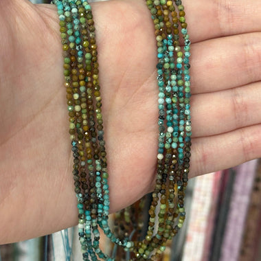 Authentic Hubei Turquoise Crystal Faceted Round Gemstone Beads 2mm - 15.5inch Strand - Beadsy Beads