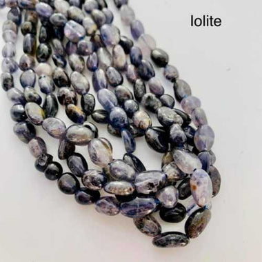Authentic Iolite ( Water Sapphire) Potato Tumbled Nugget Gemstones Beads 8 - 10mm - 15.5" Strand - Beadsy Beads