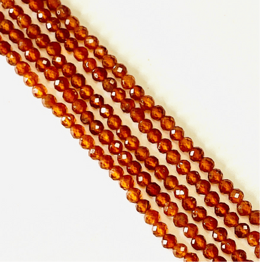 Authentic Orange Garnet Crystal Faceted Round Gemstones Beads 3mm - 15.5" Strand - Beadsy Beads