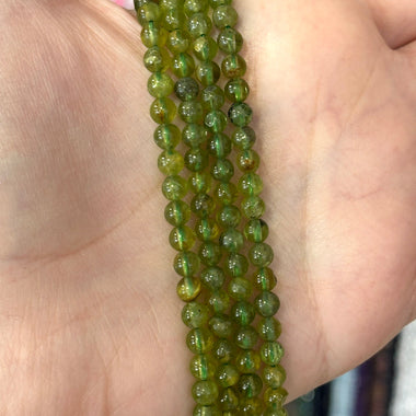 Authentic Peridot Round Crystal Beads 4mm - 15.5" Strand - Beadsy Beads