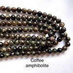 Authentic RARE! Coffee Amphibolite Gemstones Beads Round 8mm - 22pcs - Beadsy Beads
