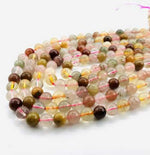 Authentic RARE! Mix Coloured Rutilated Quartz Gemstones Beads Round 8mm - 15 pcs - Beadsy Beads