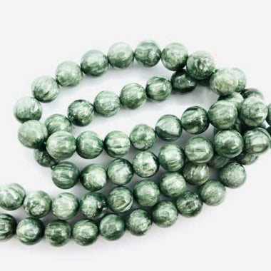 Authentic RARE! Mix Seraphinite Gemstones Beads Round 8mm - 6 pcs - Beadsy Beads
