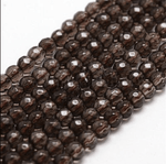 Authentic Smoky Quartz Faceted Round Gemstones Beads 4mm - 15.5" Strand - Beadsy Beads
