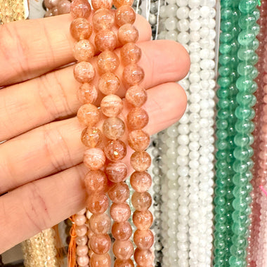 Authentic Sunstone Round Crystal Gemstone Beads 7mm "AAA'' - 15.5" Strand - Beadsy Beads