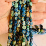 Authentic Azurite Malachite Potato Tumbled Nugget Gemstones Beads 8-10mm - 15.5" Strand