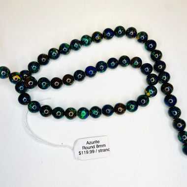 Azurite Round Crystal 8mm Bead 15.5 inch strand - Beadsy Beads