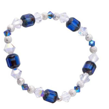 Swarovski/ European Glass Bracelet Dark Blue ( children Size )