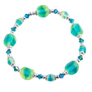 Swarovski/ European Glass Bracelet Green Aqua