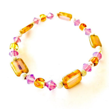 Swarovski / European Glass Bracelet Topaz/ Lt amethyst