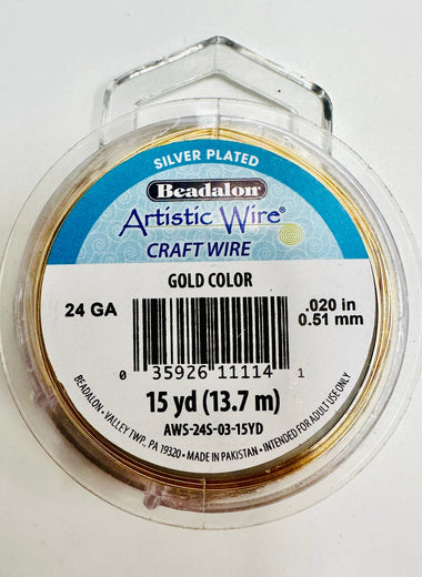 Beadalon Artistic Wire Craft Wire (Gold Colour) - 24 Gauge - Beadsy Beads