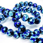 Handmade Glass with Pure Silver encased  Clear Deep Blue Sea 10mm