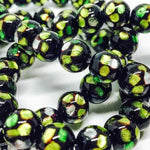 Handmade Glass bead with Pure Silver encased glass Lime 10mm