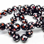 Handmade Glass bead with Pure Silver encased glass Red Silver10mm