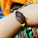 BLACK Eco - Friendly 100% Linen Cord Interchangable / Adjustable Macrame Crystal Pendant Pouch Net Bracelet - Beadsy Beads