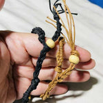 BLACK Eco - Friendly 100% Linen Cord Interchangable / Adjustable Macrame Crystal Pendant Pouch Net Bracelet - Beadsy Beads