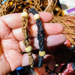 BLACK Eco - Friendly 100% Linen Cord Interchangable / Adjustable Macrame Crystal Pendant Pouch Net Bracelet - Beadsy Beads