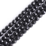 Black Tourmaline Crystal Round Faceted Gemstone Beads 4mm - 15.5" Strand - Beadsy Beads