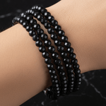 Black Tourmaline Crystal Round Faceted Gemstone Beads choose size - 15.5" Strand - Beadsy Beads
