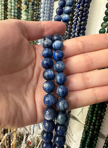 Blue Kyanite Round Crystal Beads 10mm - 15.5 inches strand - Beadsy Beads