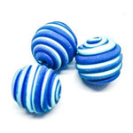 Handmade Polymer Clay Beads Round Swirl 13mm Multi Colour Blue / White