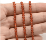 Carnelian Crystal Round Faceted Beads 4mm - 15.5" Strand - Beadsy Beads