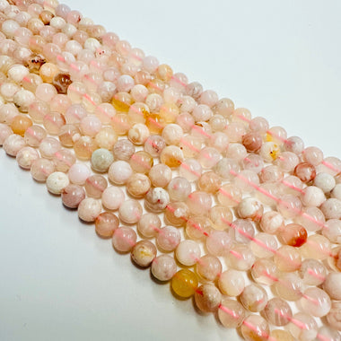 Cherry Blossom Agate Crystal Gemstone Beads - 15.5 Inches Strand Round 6mm - Beadsy Beads