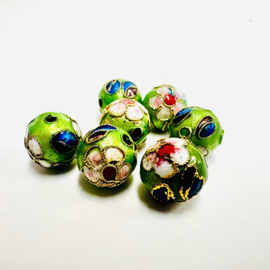 Cloisonne Round Beads Green 12mm - Beadsy Beads