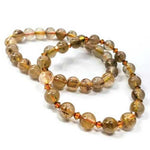 Copper Rutilated Quartz Gemstone / Swarovski Crystals Bracelet size 8mm - Beadsy Beads