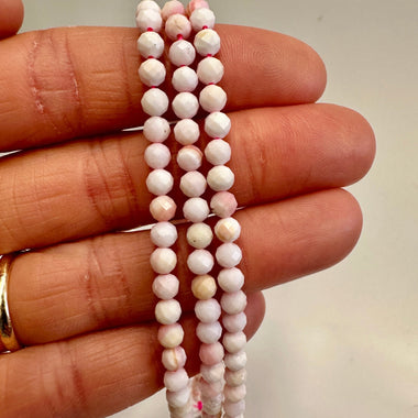 Crystal Pink Shell Faceted Round Bead 4mm- 15.5 inch Strand - Beadsy Beads