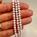 Crystal Pink Shell Faceted Round Bead 4mm- 15.5 inch Strand - Beadsy Beads