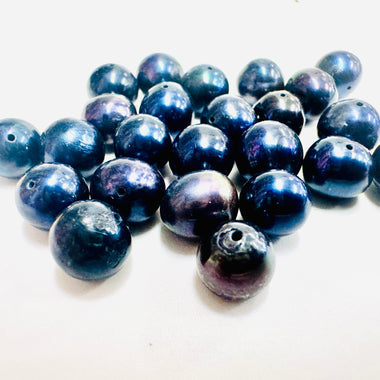Cultured Freshwater Pearls Round Beads 8mm | Elegance and Purity in Night Blue - Beadsy Beads