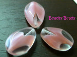Czech Glass Beads Drop Window Beads 18 x 12mm : Crystal/Rosaline 6pcs