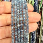 Dark Aquamarine Crystal Faceted Gemstone Beads 4mm -15.5" Strand - Beadsy Beads