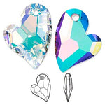 Swarovski Crystals Pendant, Crystal AB, 17x13mm faceted Devoted 2 U Heart pendant (6261)