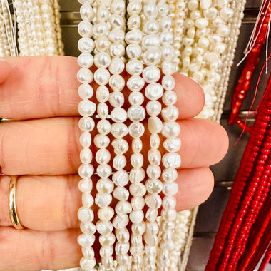 Freshwater Baraque Pearl 4 - 5mm - 15.5"inches Strand - Beadsy Beads