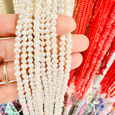 Freshwater Pearl Potato Beads 4 - 5 mm - 15.5"inches Strand - Beadsy Beads