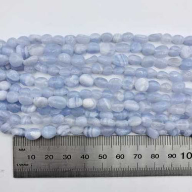 GENUINE Blue Lace Agate Potato Nugget Gemstones Beads 6*8mm - 15 Inches Strand - Beadsy Beads