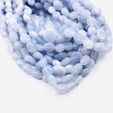 GENUINE Blue Lace Agate Potato Nugget Gemstones Beads 6*8mm - 15 Inches Strand - Beadsy Beads
