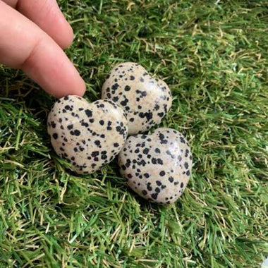 Genuine Dalmation Jasper Gemstone Crystal Love Heart 3cm - Beadsy Beads
