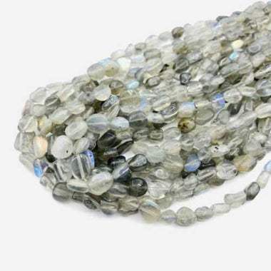 GENUINE Labradorite Potato Nugget Gemstones Beads 6*8mm - 15 Inches Strand - Beadsy Beads